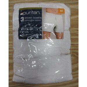 VINTAGE Puritan Underwear Medium 3 Boxers Woven Roomy Fit Comfort NEW